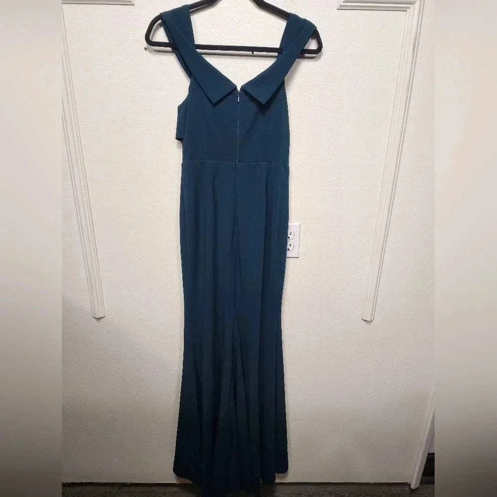 Lulus Elegant Perception Hunter Green Off-the-Shoulder Bow Maxi S Dress Party